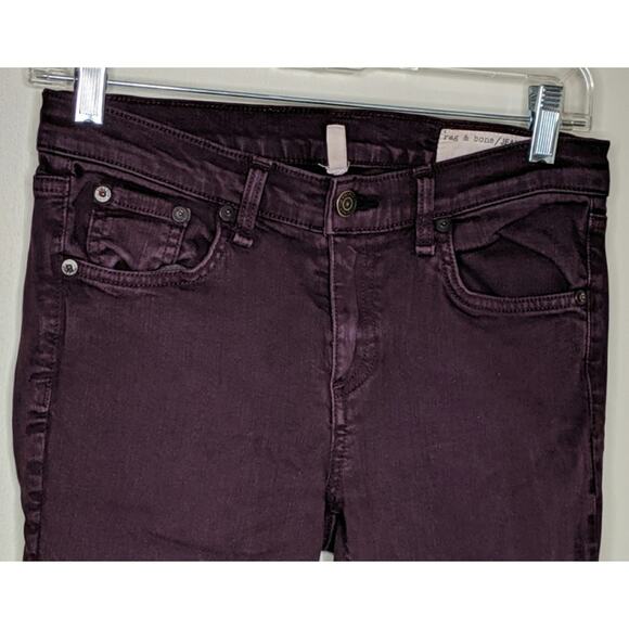 Rag & Bone/JEAN The Skinny Jeans 26 Denim Slim Bodycon Wine Burgundy Oxblood - Picture 4 of 8